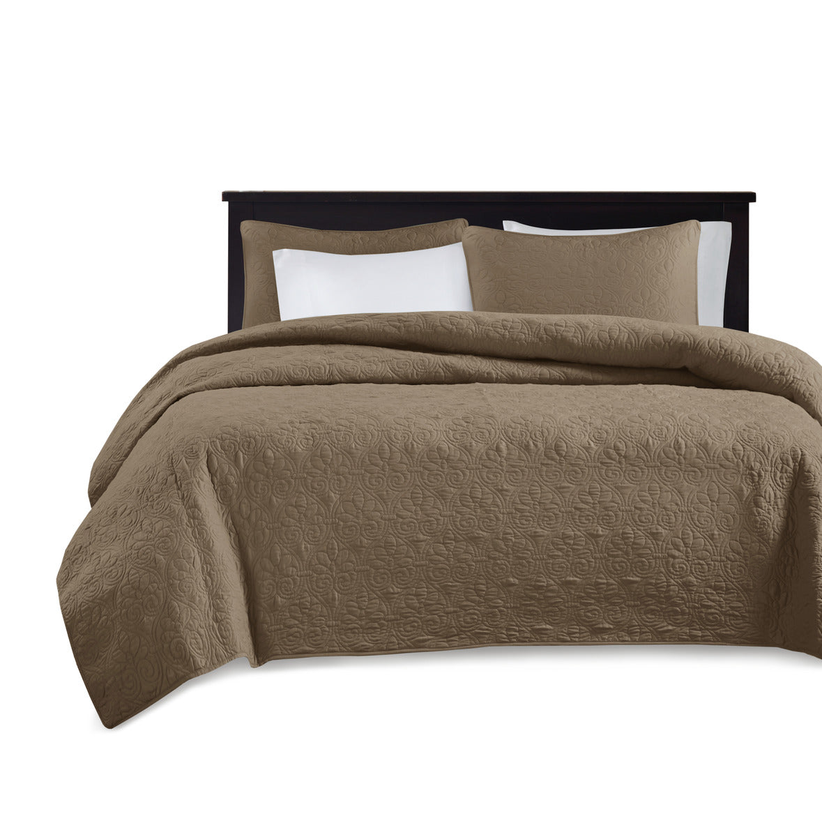Reversible Quilt Set Mocha King Cal King Mocha Cotton