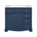 36'' Bathroom Vanity With Resin Sink Combo, Solid Wood Frame Bathroom Storage Cabinet, Freestanding Vanity Set With 3 Drawers& Adjustable Shelf Blue Bathroom Modern Solid Wood Mdf Resin