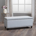 Storage Ottoman Light Grey Fabric