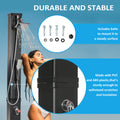 Outsunny 10.6 Gallons Solar Heated Shower With 360 Rotating Rainfall, Handheld Shower Head, Temperature Adjustment & Foot Shower, 2 Section Outdoor Shower For Backyard Poolside Beach Pool Spa, 7Ft