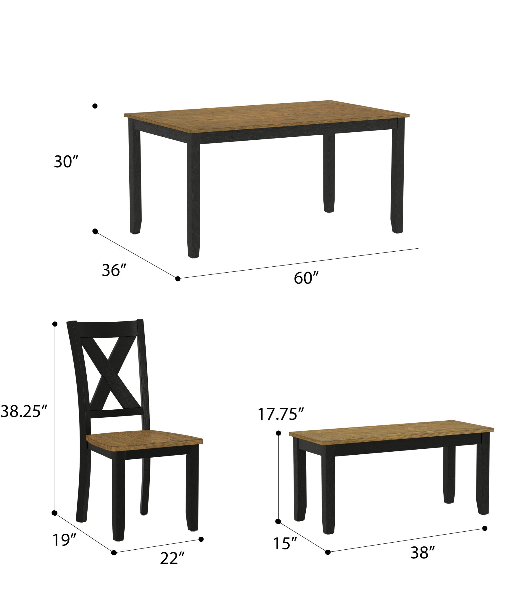 Radiant Brown 6 Piece Dining Table Set Brown Solid Wood
