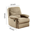 Deby 35 Inch Modern Recliner, Foam Cushioned Seat, Soft Microfiber, Beige Beige Wood Fabric