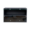 Black Glass Door Shoe Box Shoe Storage Cabinet With Rgb Led Light Black Mdf