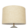 Aurora Ribbed Glass Lamp Base Clear Table Lamp Large Linen Shade Beige,Clear,Gold Table&Floor Lamps Glass,Linen,Metal