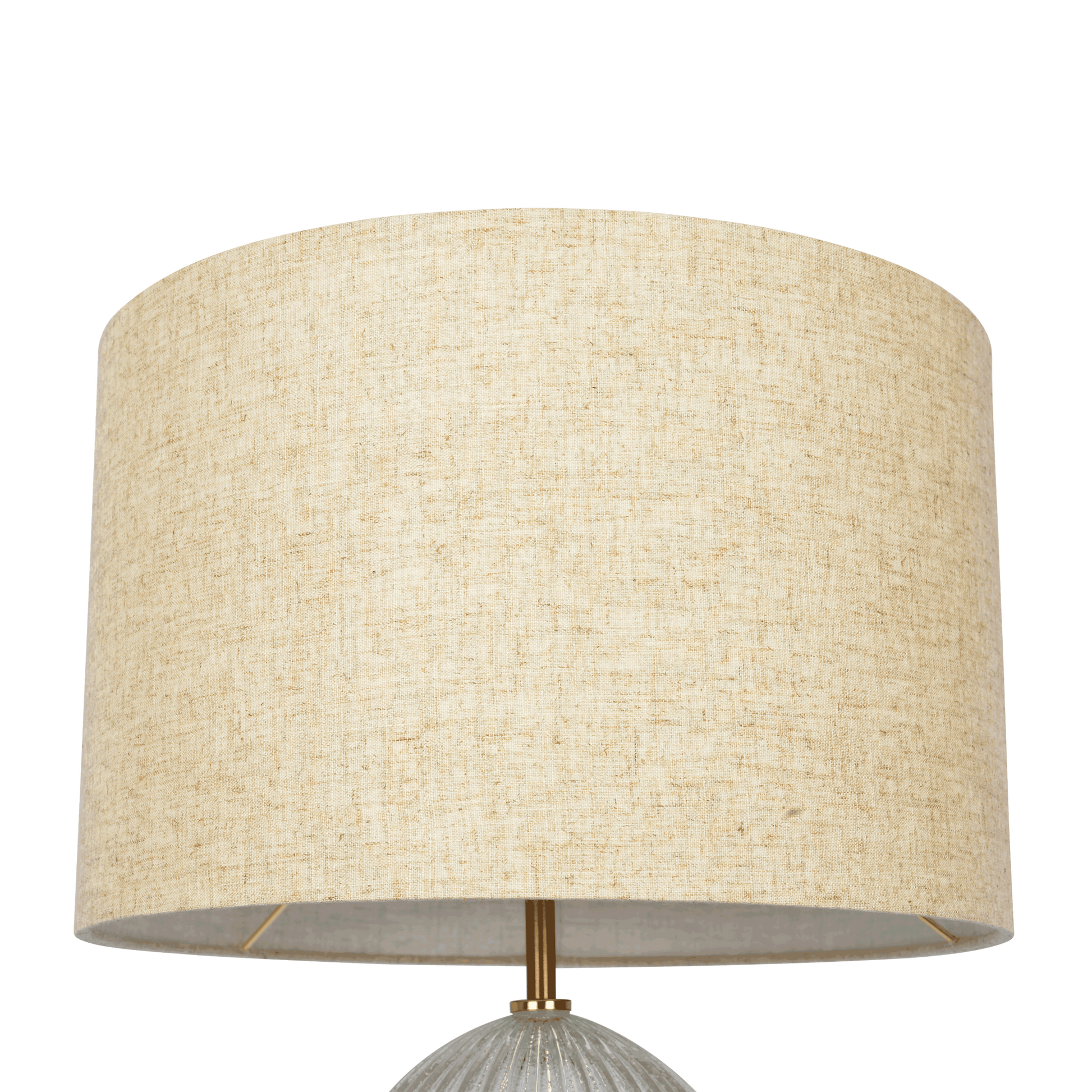 Aurora Ribbed Glass Lamp Base Clear Table Lamp Large Linen Shade Beige,Clear,Gold Table&Floor Lamps Glass,Linen,Metal