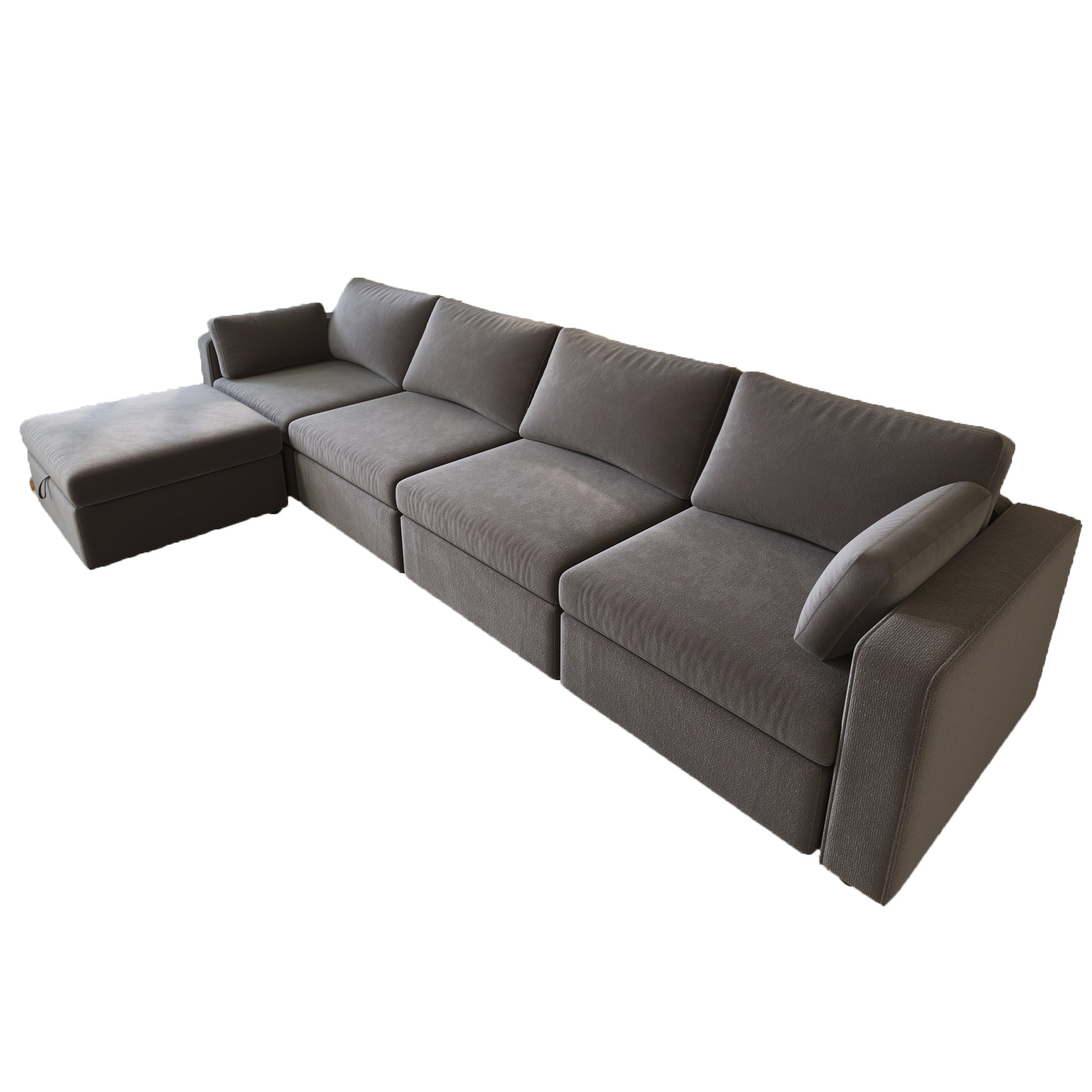 Modern Cotton Linen Modular Sectional Sofa, L Shape Convertible Sofa Set With Pillows, Oversized Sectional Couches With Storage Ottomans For Living Room, Loft, Apartment, Office Dark Gray 5 Seats Gray Wood Primary Living Space Medium Duty Pine 5 Seat