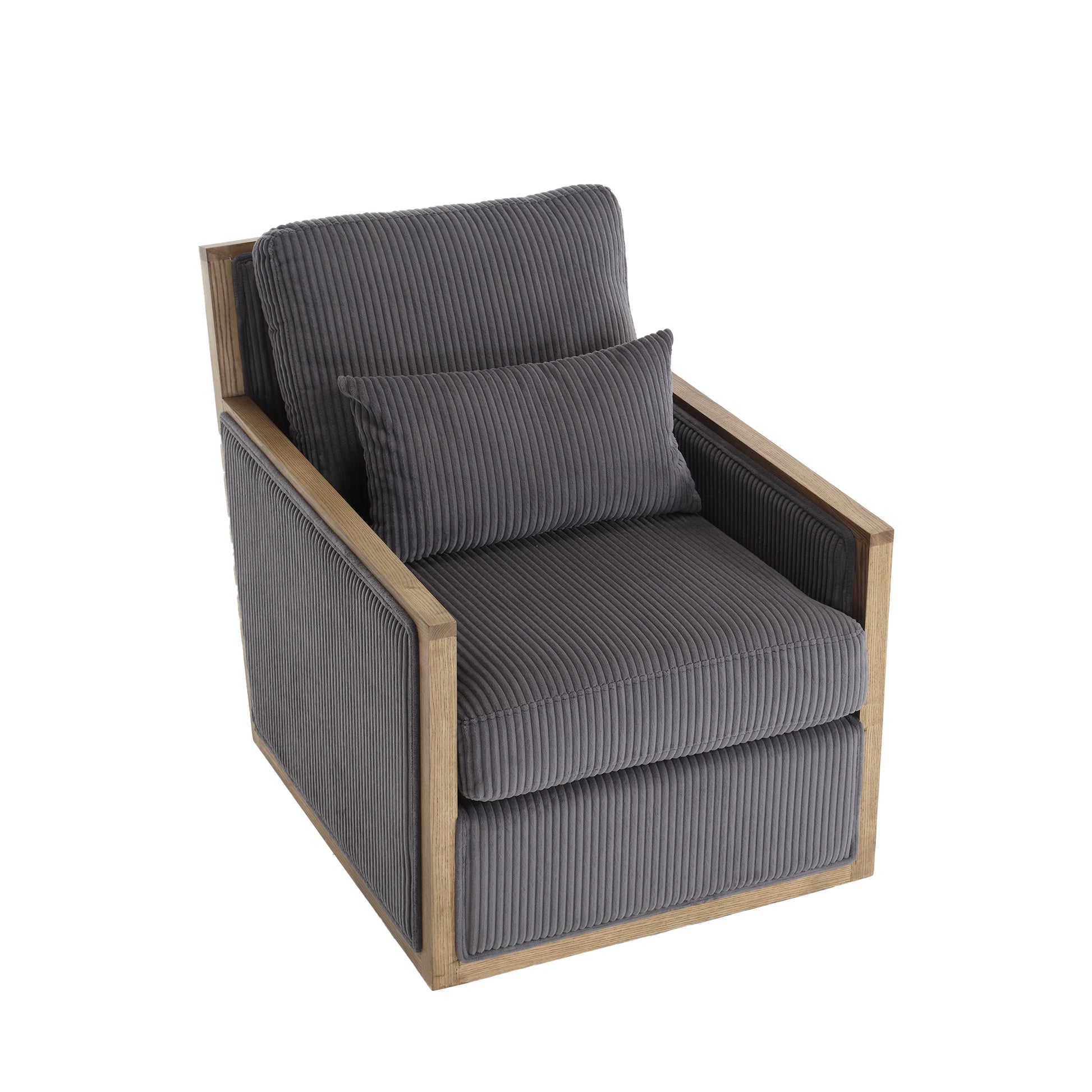 Coolmore Corduroy Swivel Barrel Chair, Comfy Accent Sofa Chair For Living Room, 360 Degree Swivel Barrel Club Chair, Leisure Arm Chair For Nursery, Hotel, Bedroom, Office, Lounge Dark Gray Dark Gray Primary Living Space Foam Corduroy