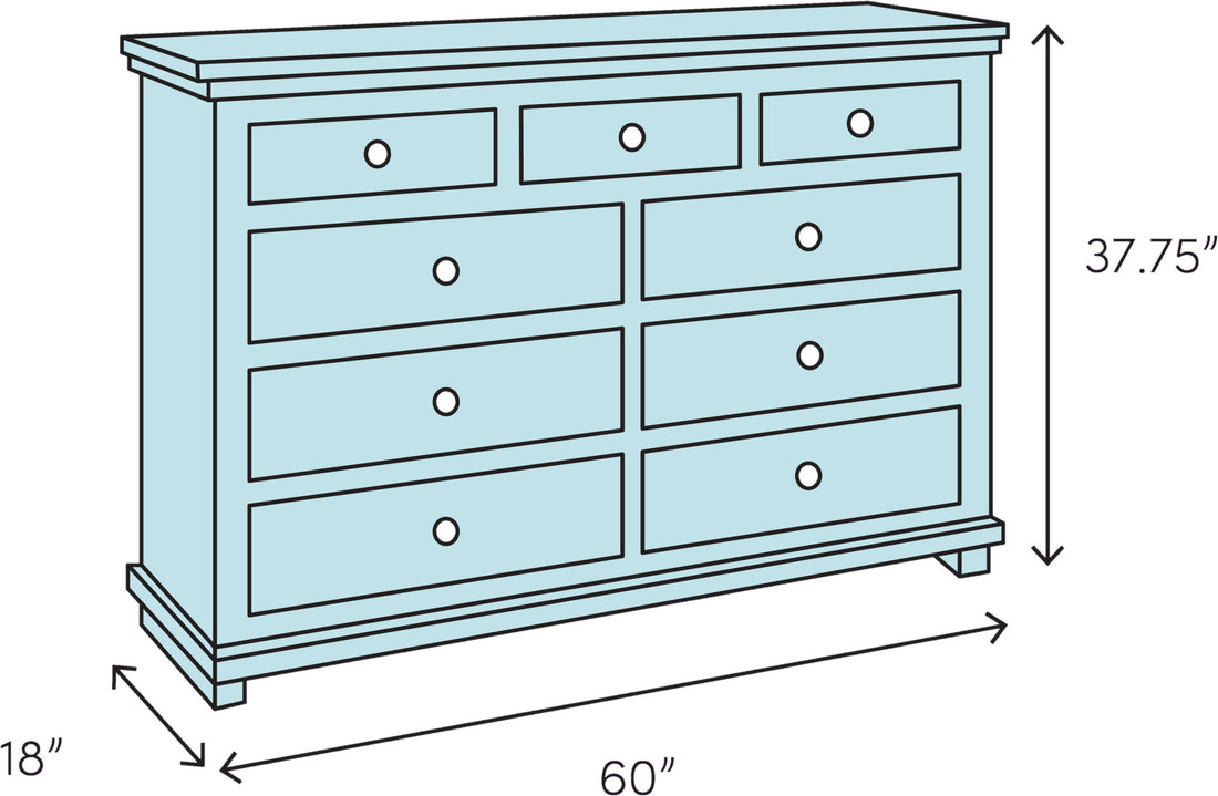 Seven Drawer Dresser Dark Cherry Cherry Solid Wood Mdf