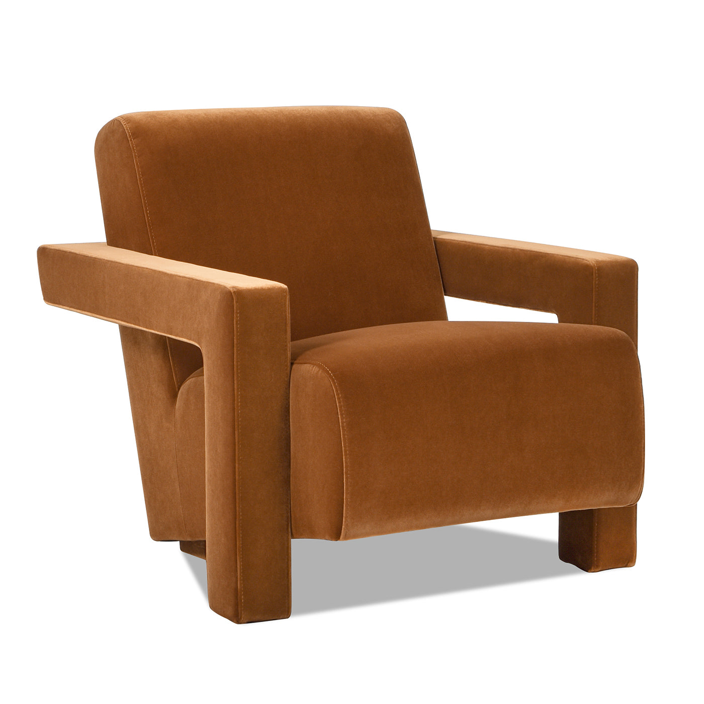 Ethan 28.5" Fully Upholstered Accent Arm Chair, Burnt Orange Performance Velvet Burnt Orange Foam Velvet