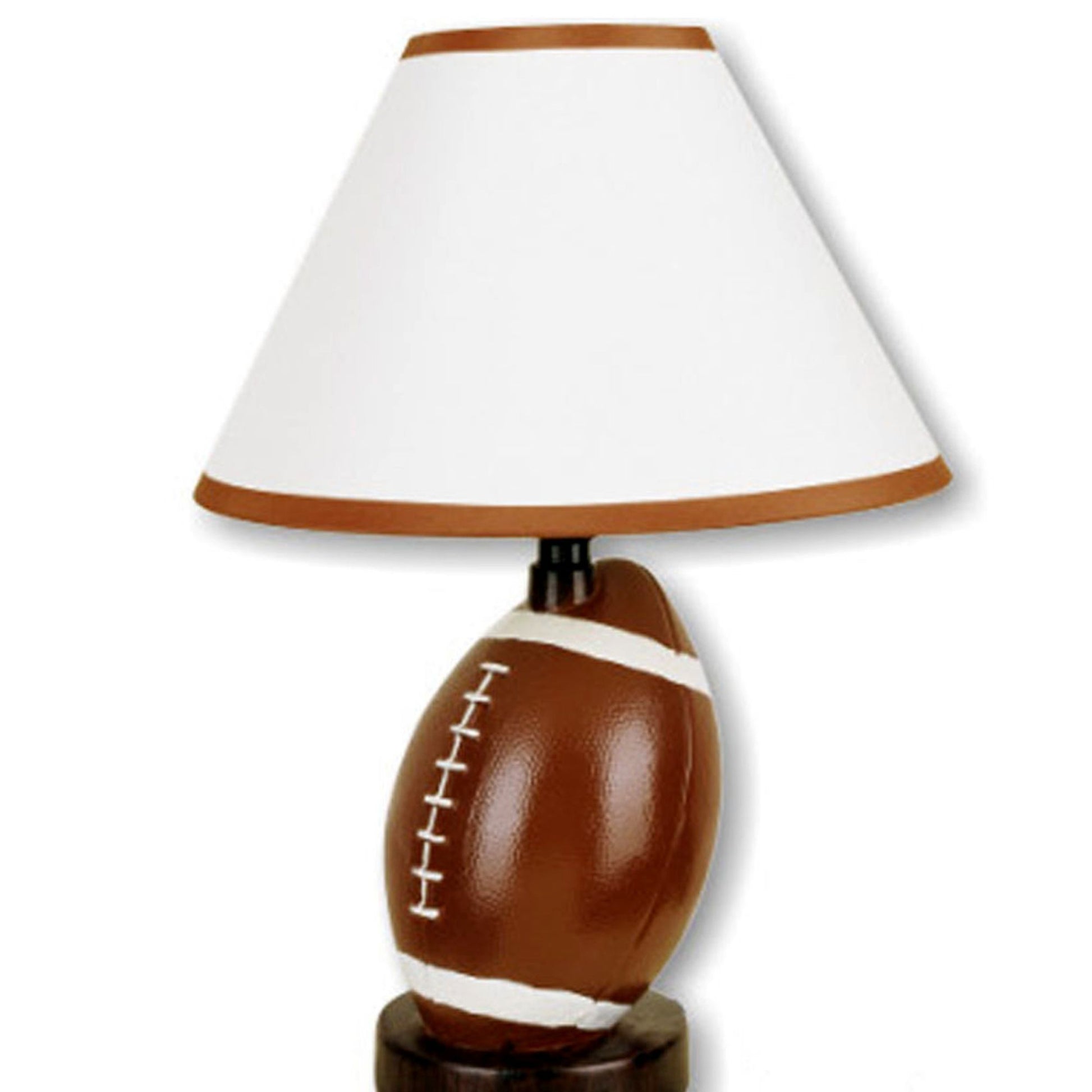 13.5" Tall Ceramic Table Lamp, Football Shaped, Linen Shade Multicolor Ceramic