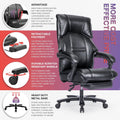 500Lbs Big And Tall Office Chair Wide Seat For Heavy People With Quiet Wheels Heavy Duty Metal Base High Back Larger Size Pu Leather Executive Office Chair With Footrest Back Reclining Alloy Steel Black Foam Faux Leather