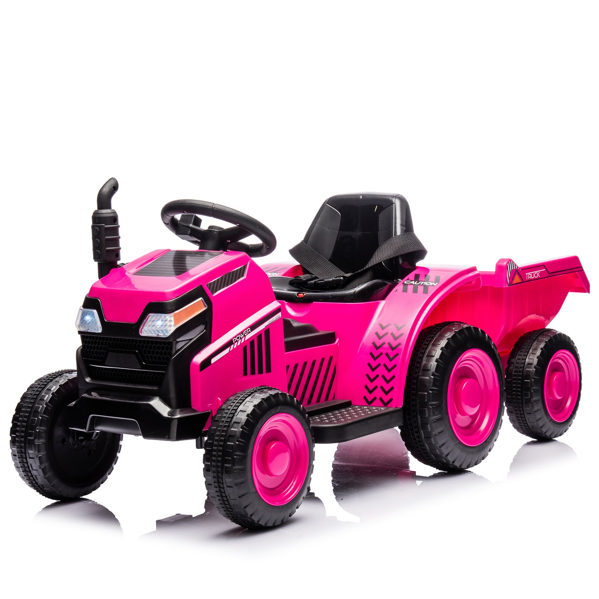 12V Kids Ride On Electric Tractor Black Knight,Kids Ride On Toy.2Wd,Non Skid Tires, Steering Wheel, Foot Pedal,With Removable Storage Tug,Light,Bluetooth,Music,Mp3,Usb,Power Display For Kids Aged 3 . Rose Red 50 99 Lbs Polypropylene