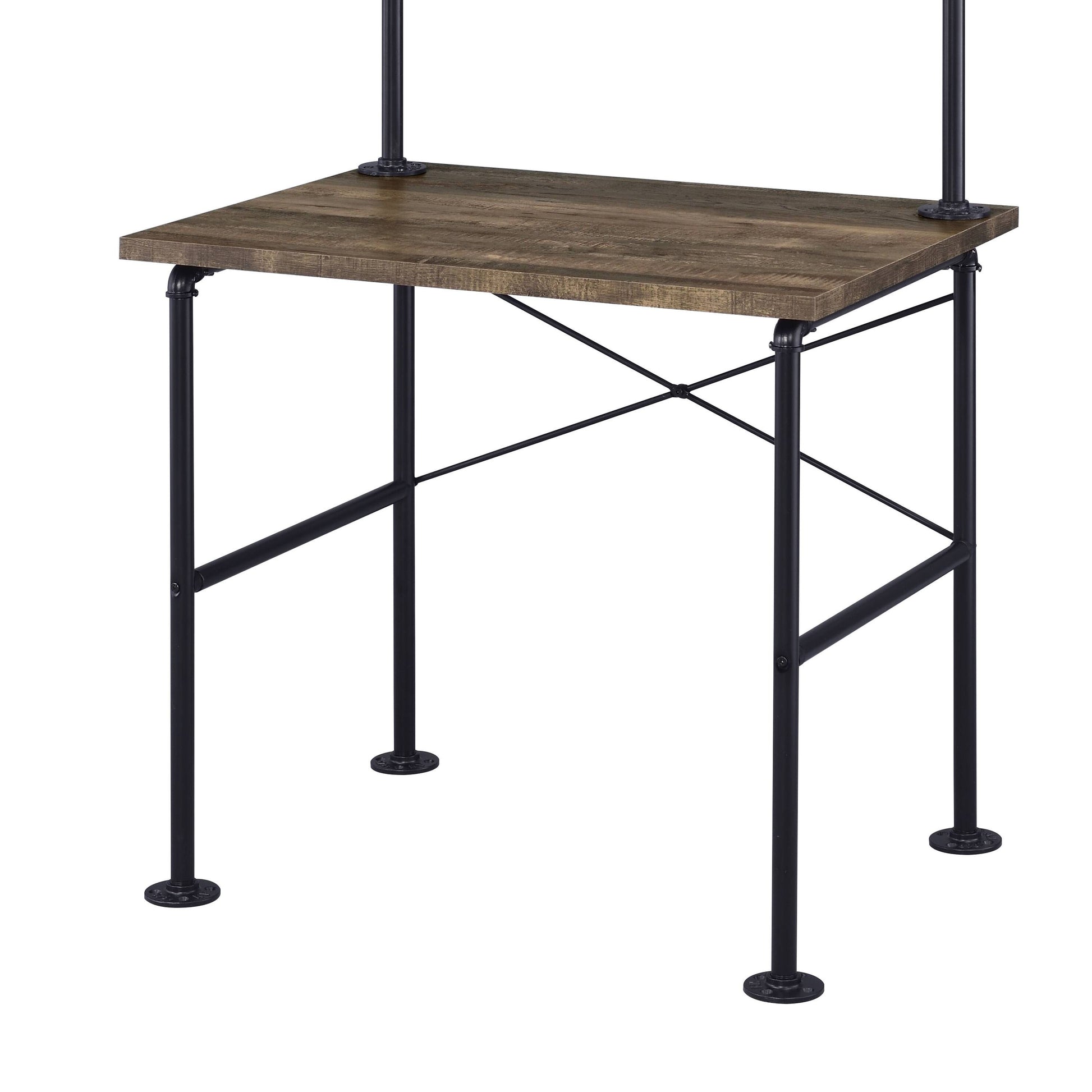 Rustic Oak And Black 2 Shelf Writing Desk Oak Writting Desk Office Rectangular Shelves Wood Metal