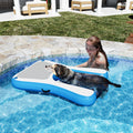 Inflatable Floating Dog Water Ramp Ladder White Blue Pvc