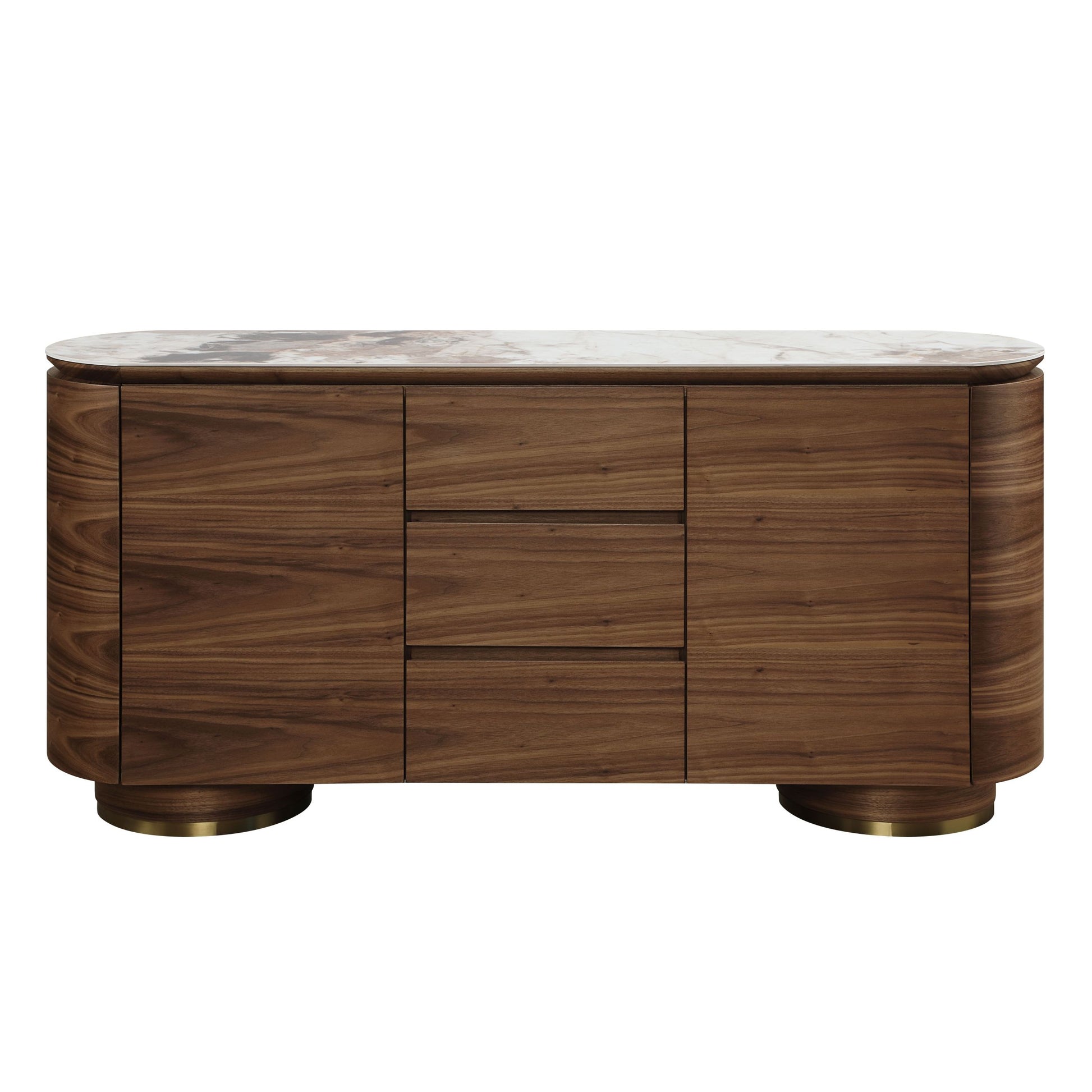 Willene Server W Ceramic Top, Ceramic Top & Walnut Finish Dn03148 Walnut Wood Stainless Steel