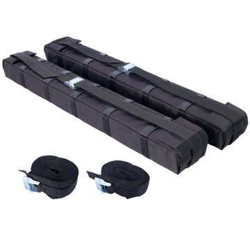 Premium Kayak Roof Rack Pads Universal Car Soft Roof Rack Kayak Carrier For Canoe Surfboard Paddleboard Sup Snowboard With Tie Down Straps, Tie Down Rope, Quick Loop Strap And Storage Bag Black Fabric