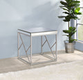 Evelyn Mirror Top End Table Silver Silver Iron