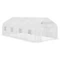 Outsunny 20' X 10' X 7' Walk In Tunnel Greenhouse With Zippered Mesh Door & 8 Mesh Windows, Gardening Plant Hot House With Galvanized Steel Hoops, White White Steel