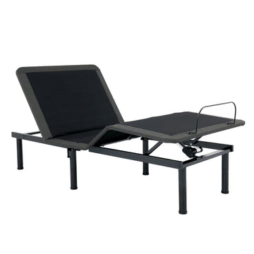 Twin Xl Size Quick Assembly Adjustable Bed Frame With Voice Activated Controls Black Metal Metal