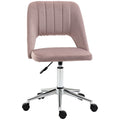 Vinsetto Modern Mid Back Office Chair With Velvet Fabric, Swivel Computer Armless Desk Chair With Hollow Back Design For Home Office, Pink Pink Polyester