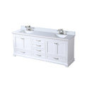 White Double Bath Vanity 80 In. W X 22 In. D, Cultured Marble Top, And Faucet Set White Plywood Wood