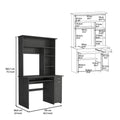 Compu Hutch Desk, Keyboard Tray, Door Panel For Cpu, Multiple Shelves, One Drawer, Smokey Oak Smoke Grey Solid Wood Mdf Engineered Wood