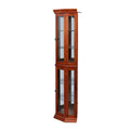 Corner Curio Cabinet With Lights, Adjustable Tempered Glass Shelves, Mirrored Back, Display Cabinet,Light Walnut E26 Light Bulb Not Included Walnut Mdf