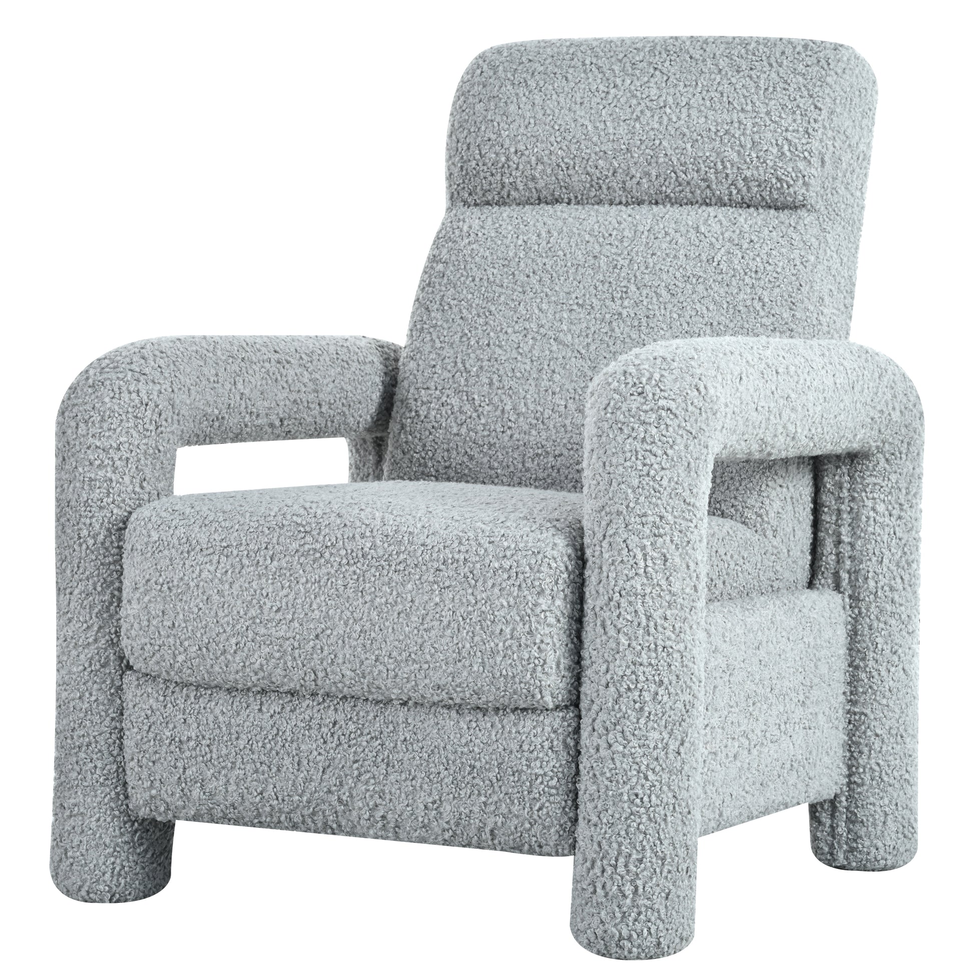 31.25" Push Back Recliner Armchair Upholstered Recliner Chair Single Sofa With Adjustable Backrest For Living Room, Light Grey Light Grey Teddy