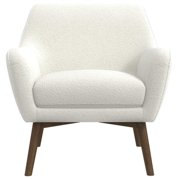 Panom White Boucle Lounge Chair Brown,White Brown Wood Mid Century Modern Foam Boucle,Solid Wood