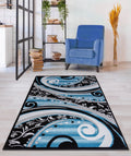 Jersey Area Rugs, Carpets For Livingroom, 5X7 Area Rugs ,1843 Blue Grey Rectangle 5&7 Blue Grey Contemporary Abstract Polypropylene