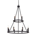 12 Light Living Room Steel Dimmable Candle Style Wagon Wheel Chandelier Ul Certified Black Ceiling Lights Steel Metal