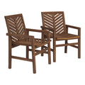 Modern 2 Piece Chevron Patio Chairs Dark Brown Dark Brown Acacia Wood