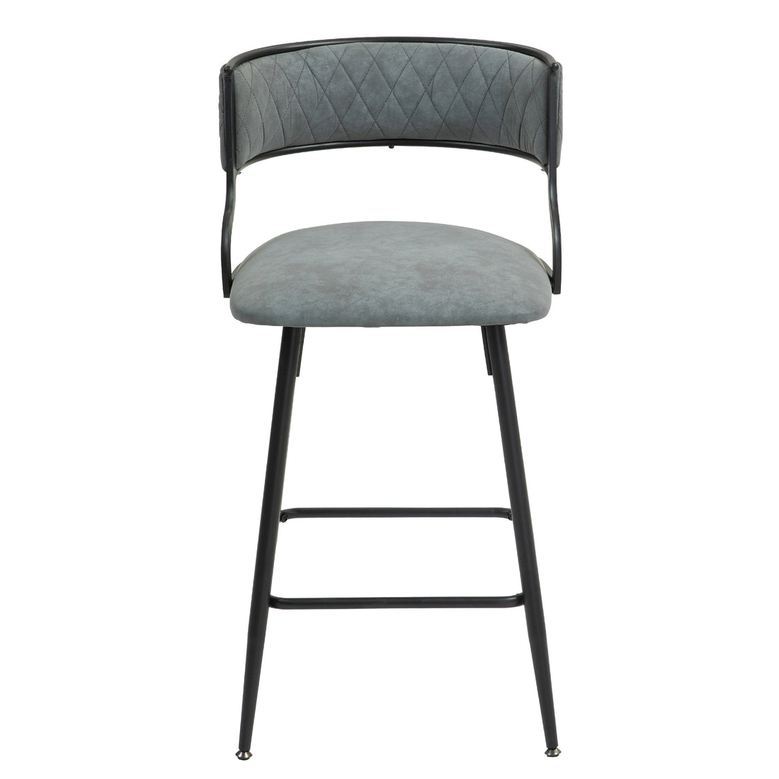 26'' Counter Height Bar Stools Pu Cover Kitchen Island Counter Bar Stool With Black Powder Coating Base And Footrest Grey Grey Kitchen Modern Foam Pu