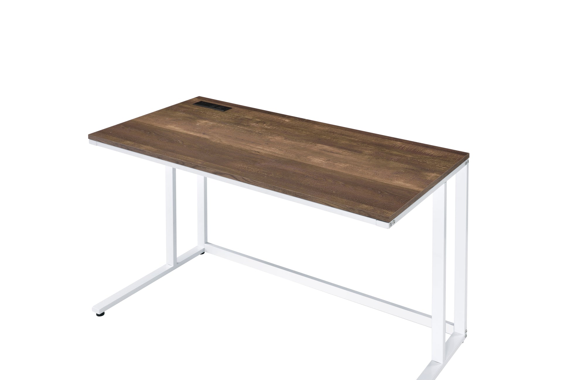 Tyrese Walnut & White Finish Writing Desk W Usb Walnut,White Metal,Synthetic Wood
