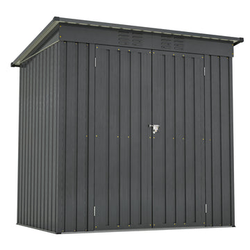 6 X 4 Ft Outdoor Storage Shed, All Weather Tool Shed For Garden, Backyard, Lawn, Black Black Metal