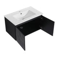 30'' Floating Wall Mounted Bathroom Vanity With Ceramics Sink & Soft Close Cabinet Door, Kd Package Black 2 Soft Close Doors Bathroom Wall Mounted Modern Plywood