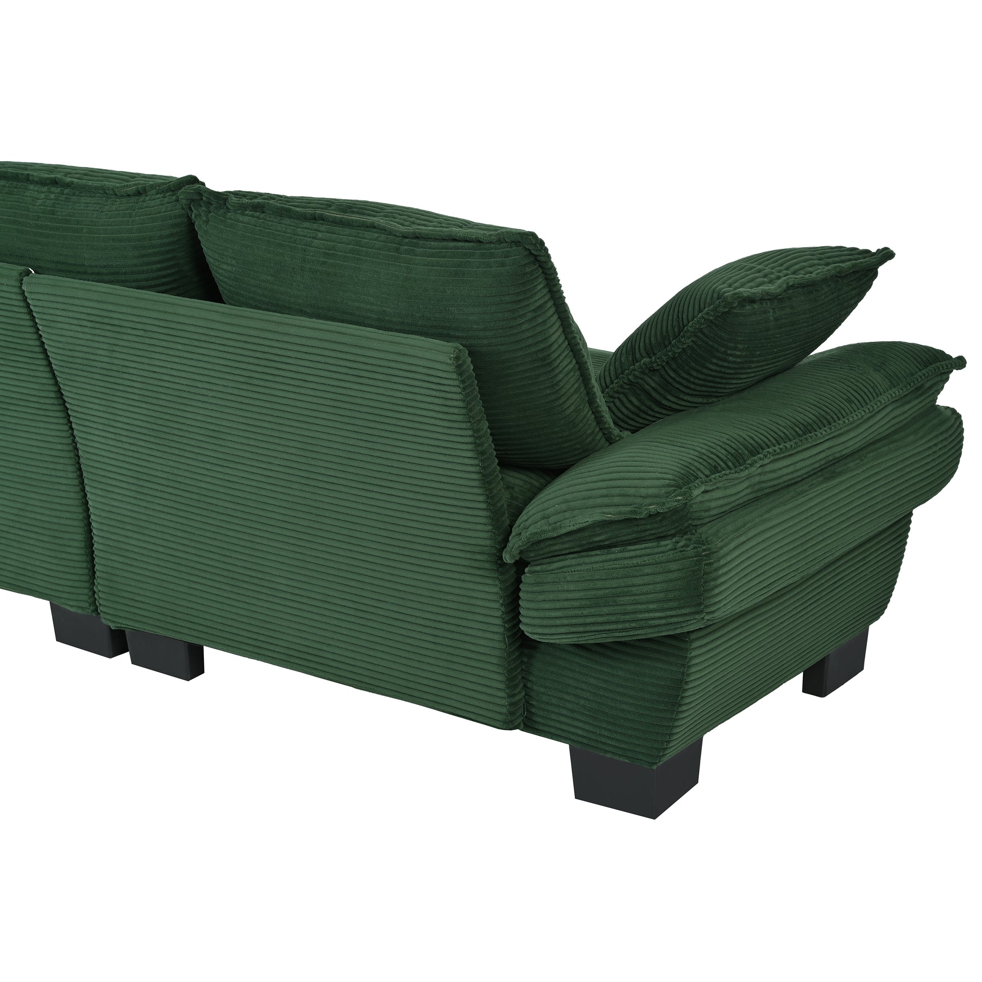 85.4" Modern Curved Sofa, Back Upholstered Couch With 2 Decorative Throw Pillows, Corduroy Fabric Couch For Living Room, Bedroomapartment Dark Green Corduroy 2 Seat