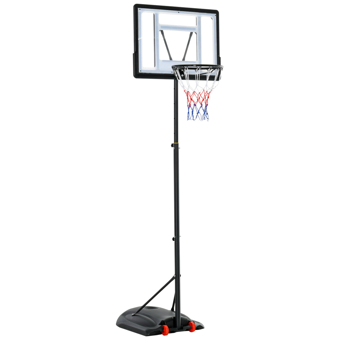 Soozier Basketball Hoop Outdoor, Portable Basketball Goal, 5.5Ft 7.5Ft Height Adjustable With 33'' Backboard And Wheels For Kids Junior Adults Use Black Steel