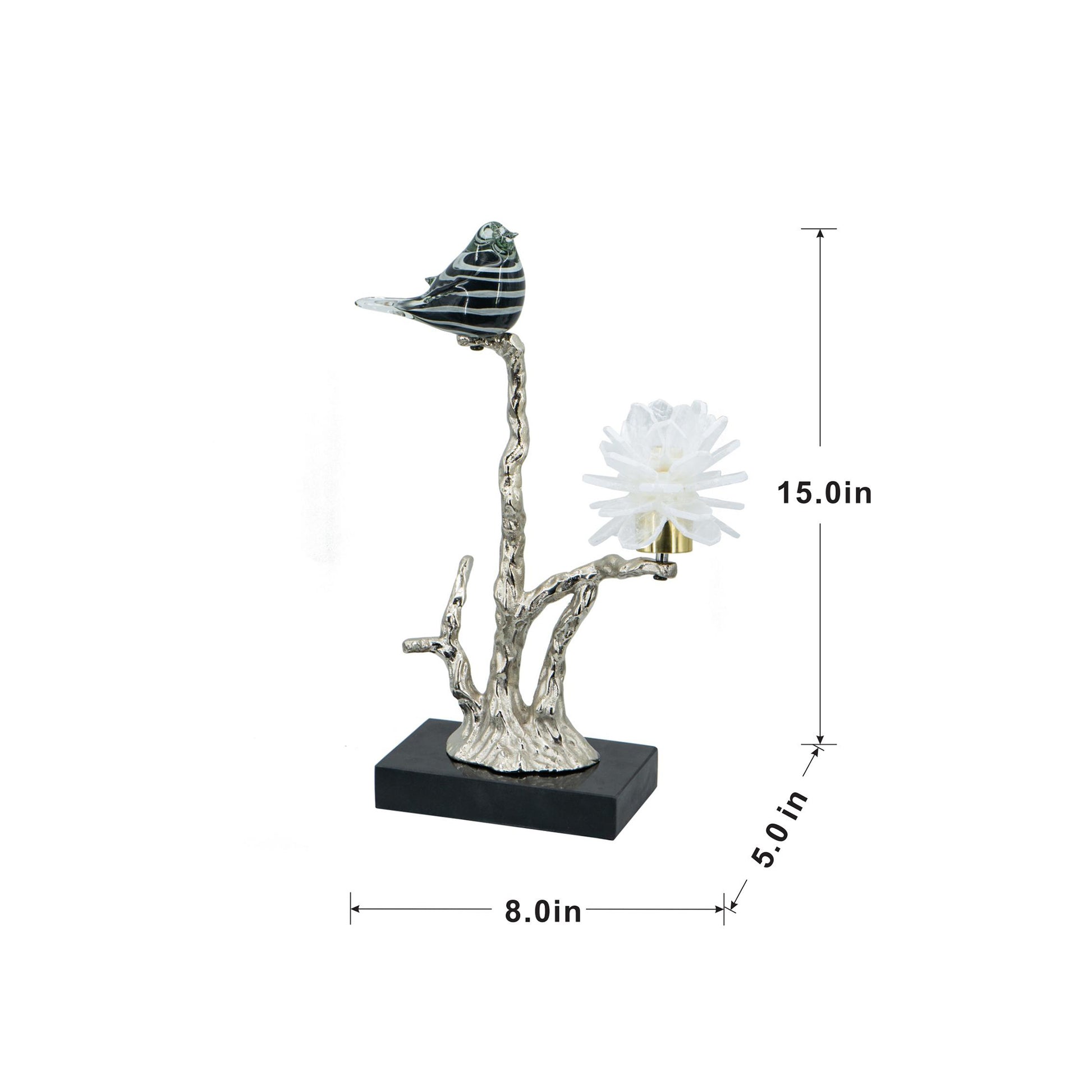 Aluminum Candle Holder With Marble Stand, 8X5X15" Multicolor Aluminium