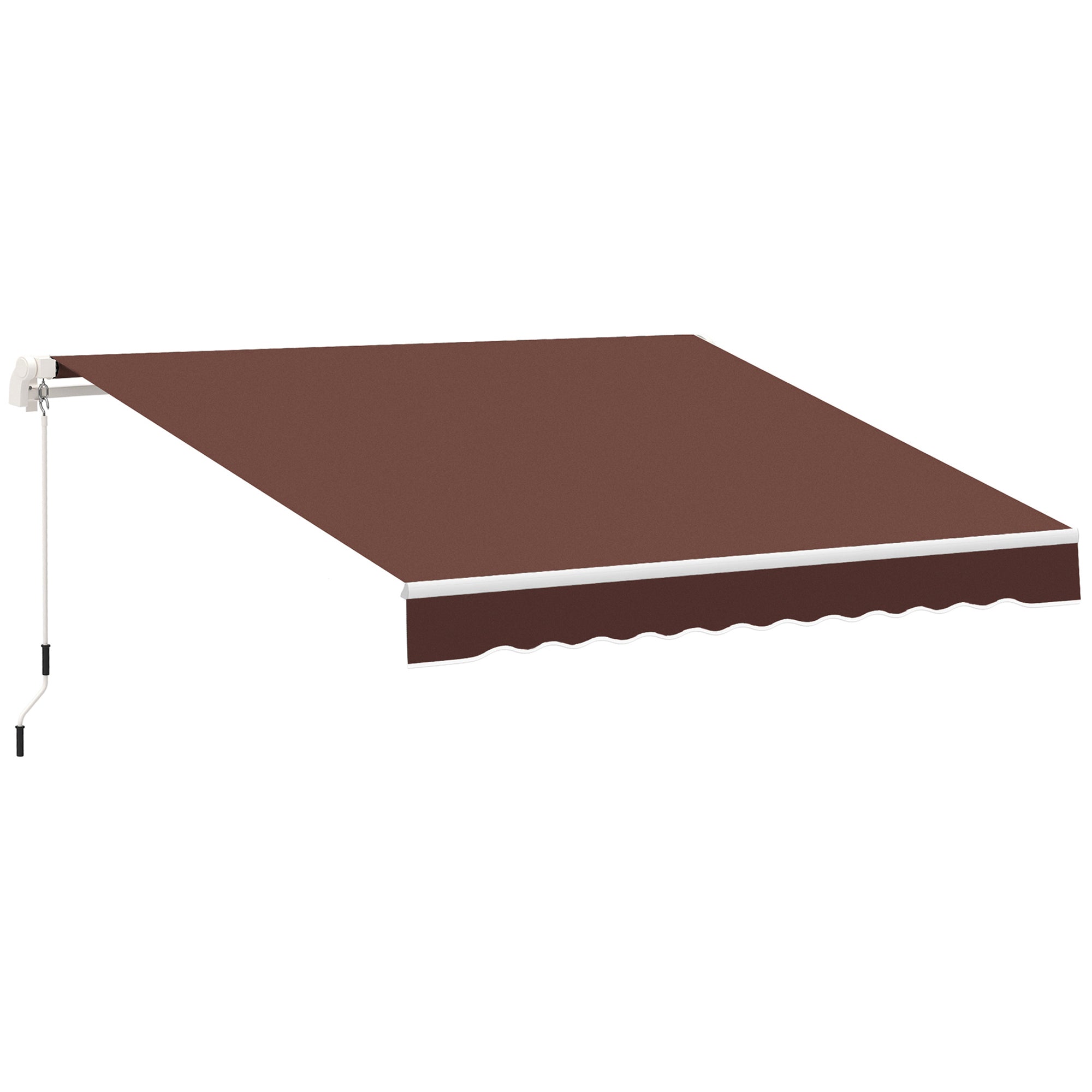 Outsunny 12' X 8' Retractable Awning Patio Awnings Sun Shade Shelter With Manual Crank Handle, 280G M Uv & Water Resistant Fabric And Aluminum Frame For Deck, Balcony, Yard, Brown Brown Aluminum