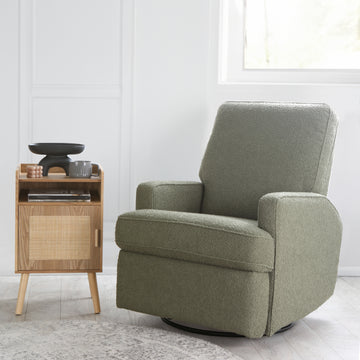 Tucker Swivel Recliner In Sage Boucle Sage Fabric