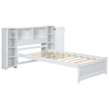 Twin Size Platform Bed With Storage Headboard And Lockers, White Twin Box Spring Not Required White Wood Bedroom Solid Wood Mdf