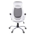 Office Chair, Adjustable Height, Swivel, Ergonomic, Armrests, Computer Desk, Work, Grey Mesh, Chrome Metal, Contemporary, Modern White Foam Polyester