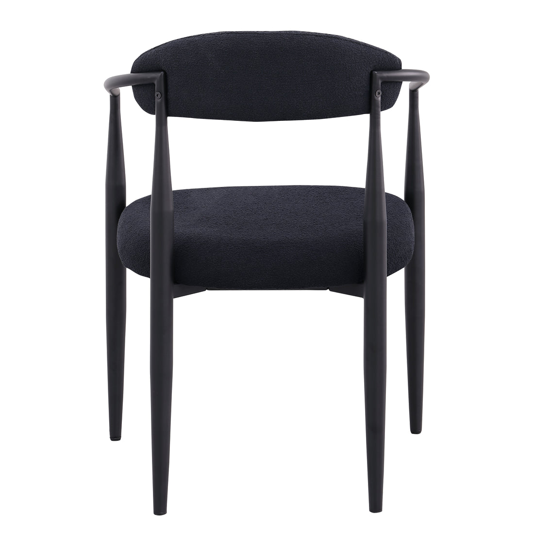 Woker Dining Chairs Set Of 2, Mid Century Modern Dining Chairs, Kitchen Dining Room Chairs, Round Boucle Backrest Sherpa Dining Chair With Black Metal Legs Iron Black Dining Room Foam Round Dining