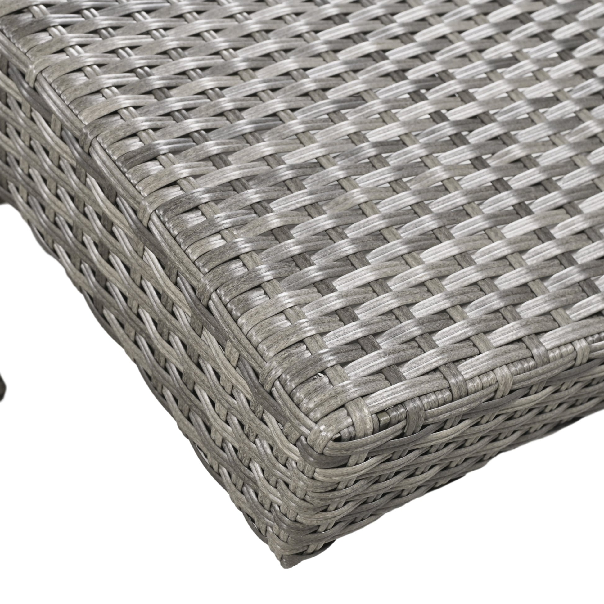 K&K 80'' Outdoor Wicker Chaise Lounge Chairs Set Of 2, Patio Rattan Reclining Chair Pull Out Side Table Adjustable Backrest Ergonomic Wave Design Pool Sunbathing Recliners, Grey No Lounge Grey Seats