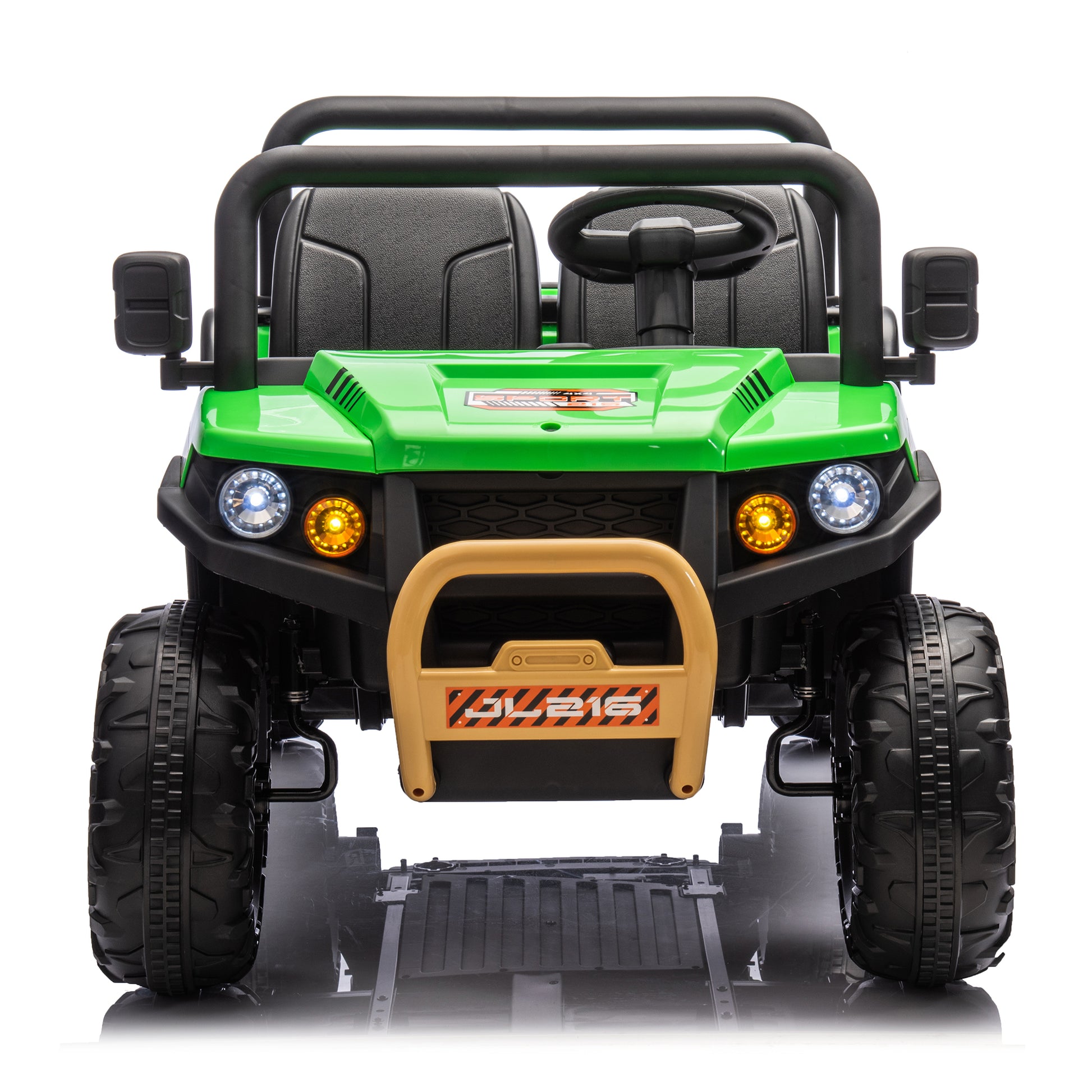 24V Xxxl Kids Ride On Utv W Parents Remote Control,Two Seater,Automatic Tipping Bucket,Rear Wheel Suspension,Slow Start,Portable Handle,Safety Belt,Led Light,Usb,Mp3,Bluetooth,Horn For Kids Aged 3 8. Green 50 99 Lbs Polypropylene