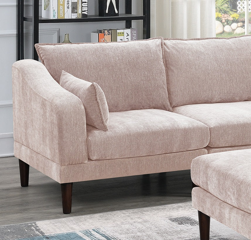 Beautiful 5Pcs Modular Sectional Set 2X One Arm Chairs 2X Armless Chair 1X Ottoman Living Room Furniture Blush Pink Morgan Fabric Pink Primary Living Space Cushion Back Classic,Contemporary,Modern
