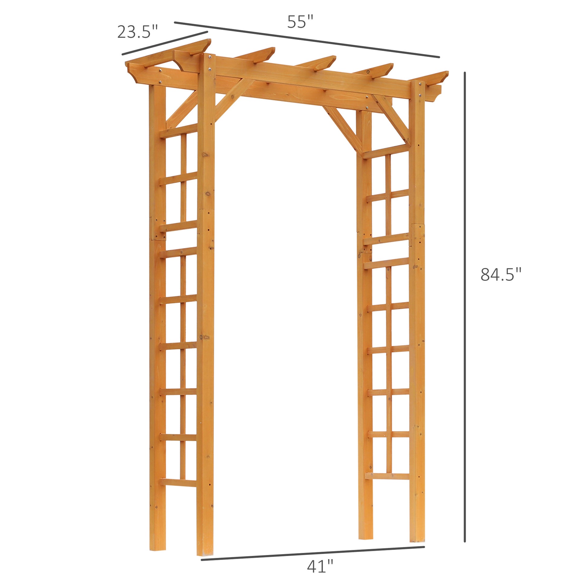 Outsunny 85" Wooden Garden Arbor For Wedding And Ceremony, Outdoor Garden Arch Trellis For Climbing Vines Orange Orange Wood