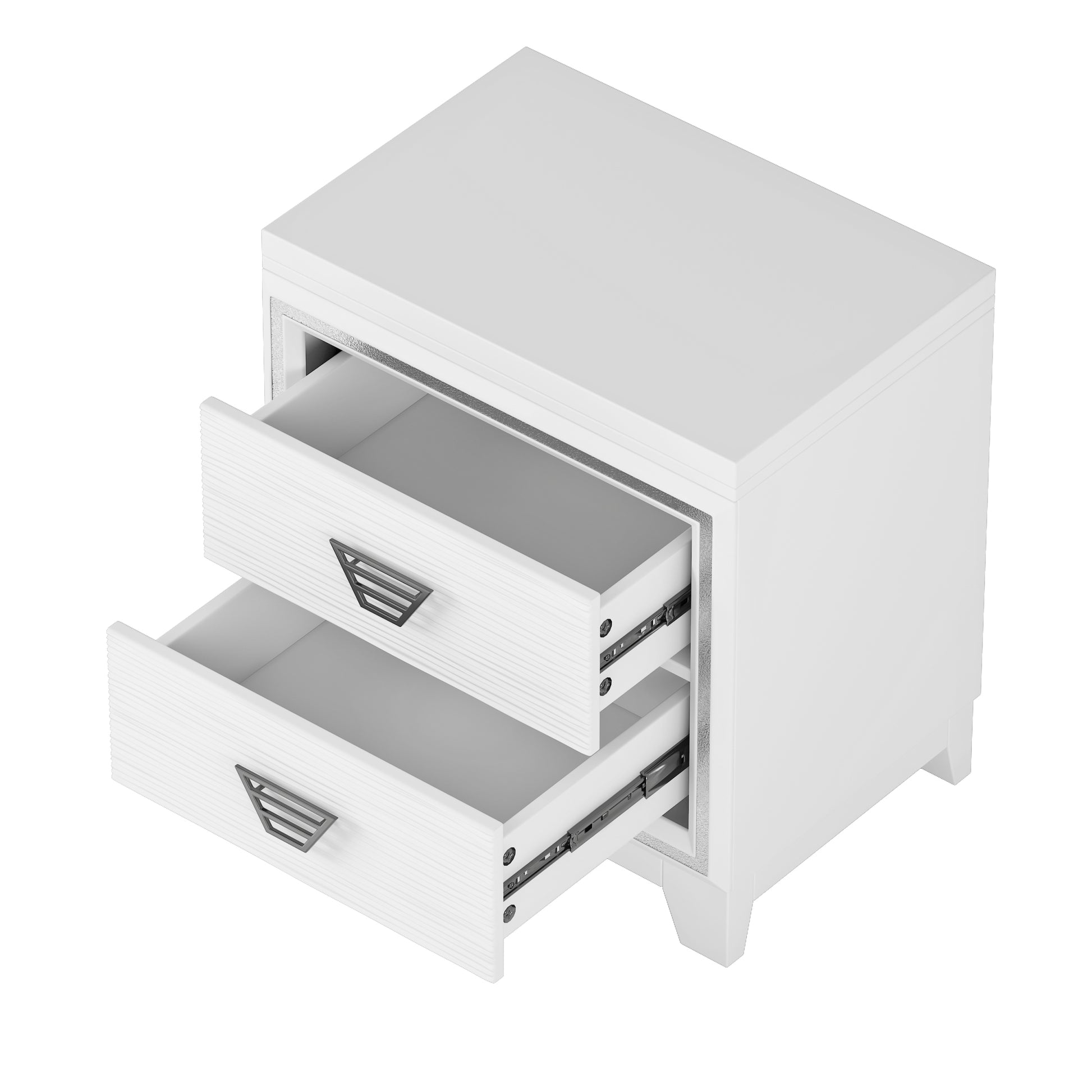 3 Pieces Bedroom Sets Queen Size Upholstered Bed With Led Lights, Nightstands And Dresser With Metal Handles And Sparkling Shiny Decoration, White Expected Arrival Time:8.5 Queen White 3 Piece Set Mdf Metal