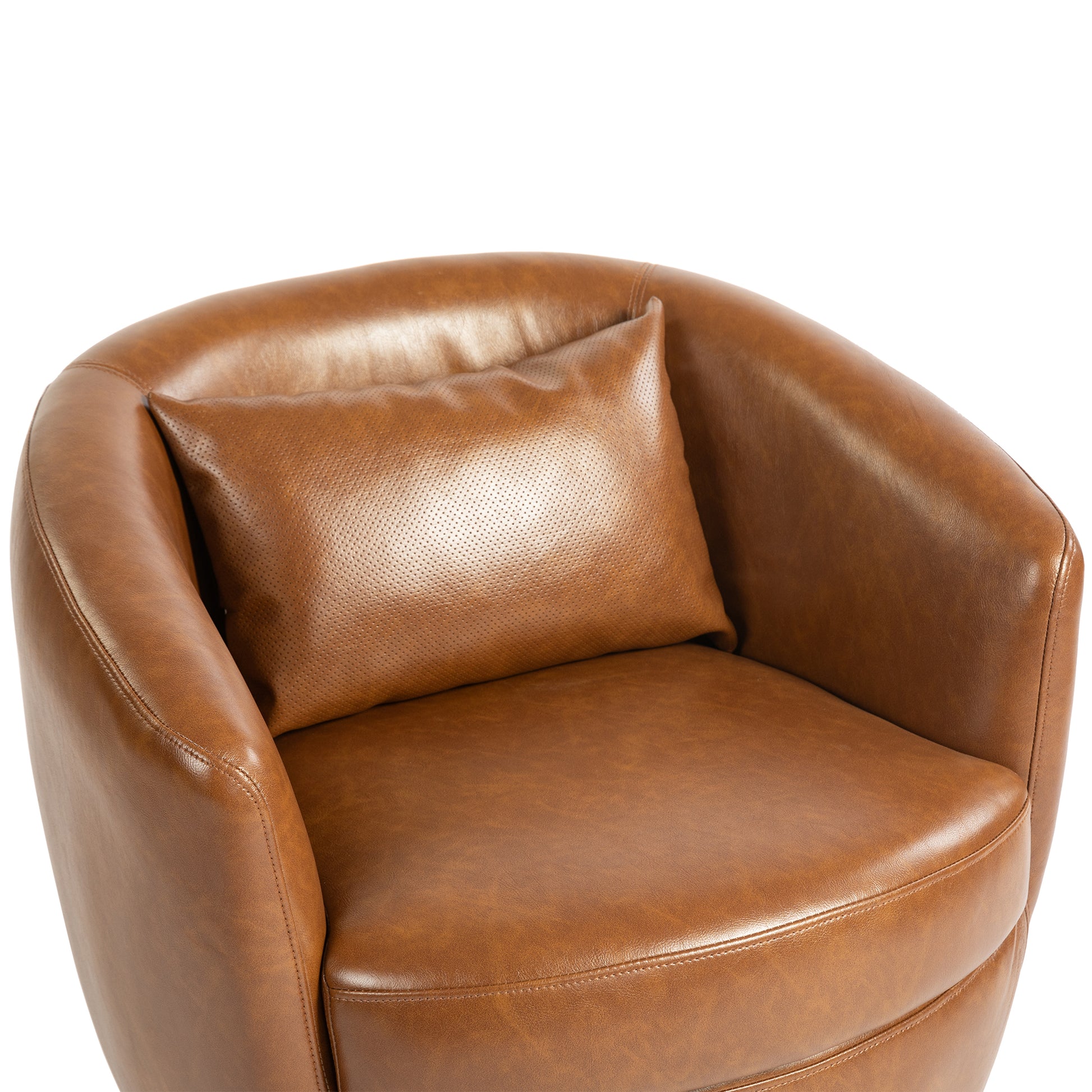 Upholstered Swivel Barrel Armchair With Storage Modern Living Room Side Chair For Bedroom Office Reading Spaces Pu Light Brown Light Brown Upholstered
